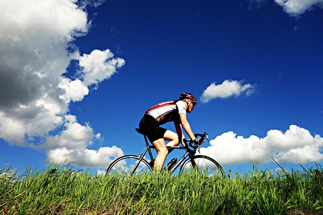 Senior road cyclist working on speed and power