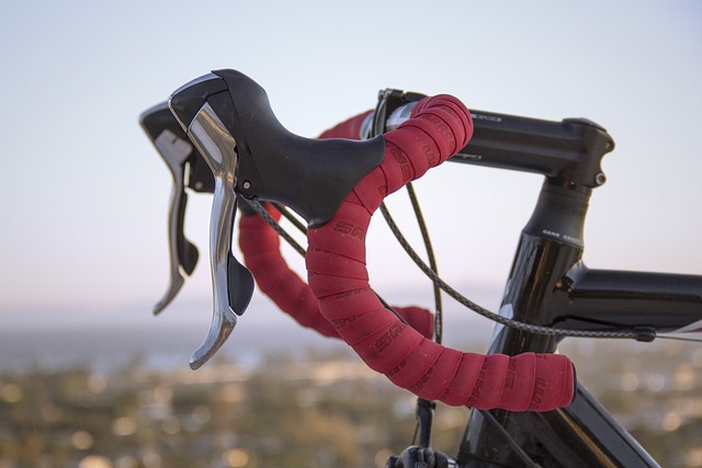 Road bike handlebar with red tape