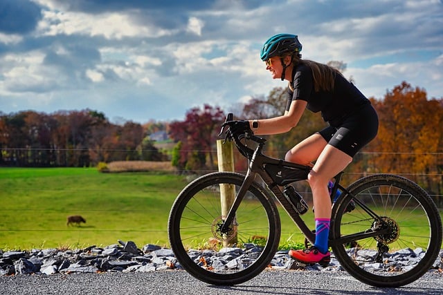 Cyclist on Road.